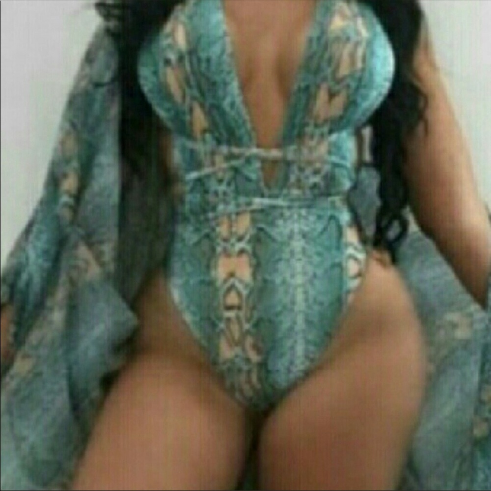 Hot Miami Styles Blue Snakeskin One Piece